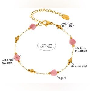 Gold and Pink Agate Bracelet